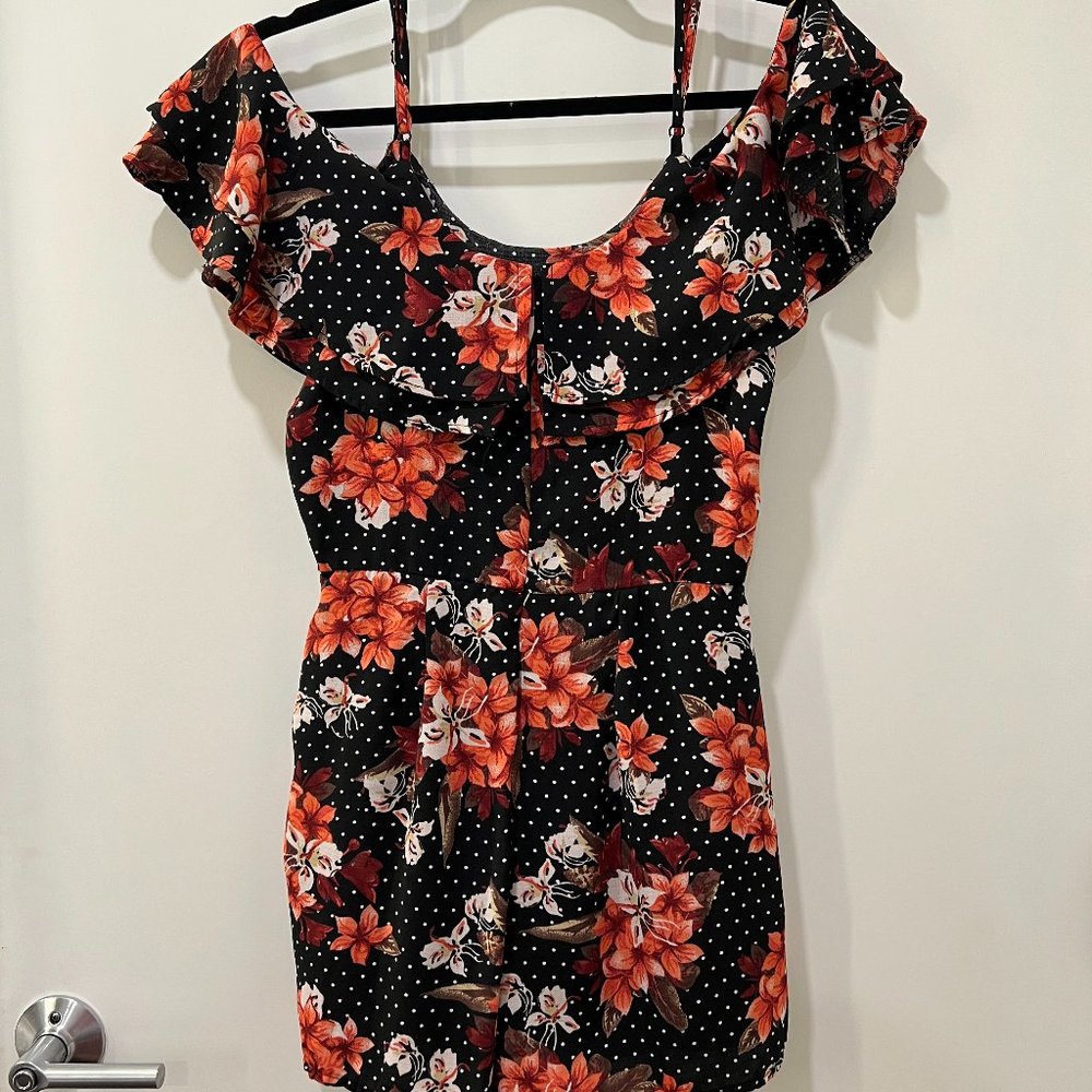 Black and Red floral romper